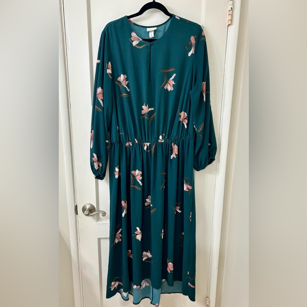 Ava & Viv Teal Floral Midi Dress